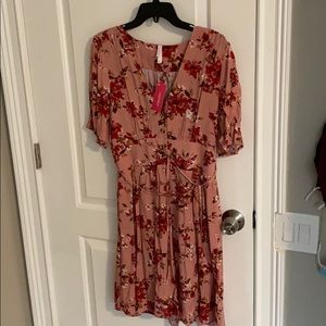 NWT!! XHILARATION Pink Floral Dress